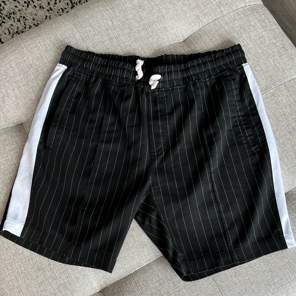 Black and White Striped Shorts